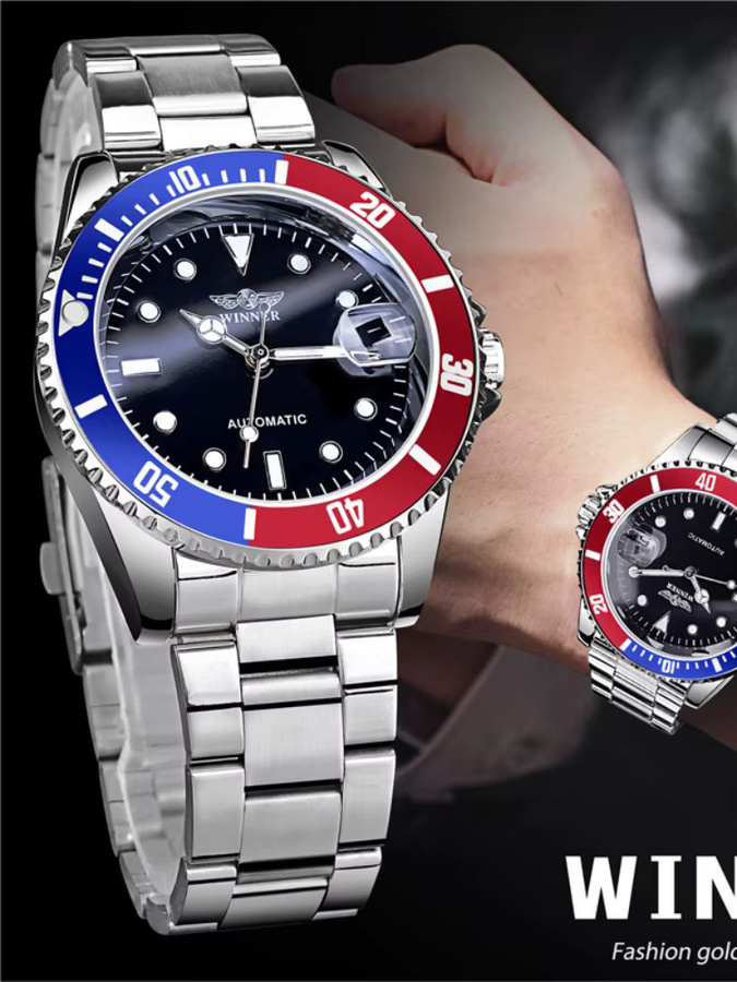 WINNER Armbanduhr Automatik, Edelstahl, Schwarz, Herren - Bild 6