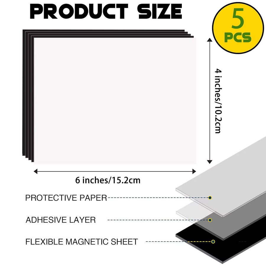 ESHANG A4 Magnetfolien mit selbstklebender Rückseite, flexible Magnetblätter, 16Mil, Breite: 21 cm, Höhe: 29,7 cm - Bild 2