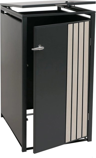 Proregal Mülltonnenverkleidung mit Deckel in Anthrazit Holzoptik, H x B x T: 122 x 68 x 84 cm - Bild 1