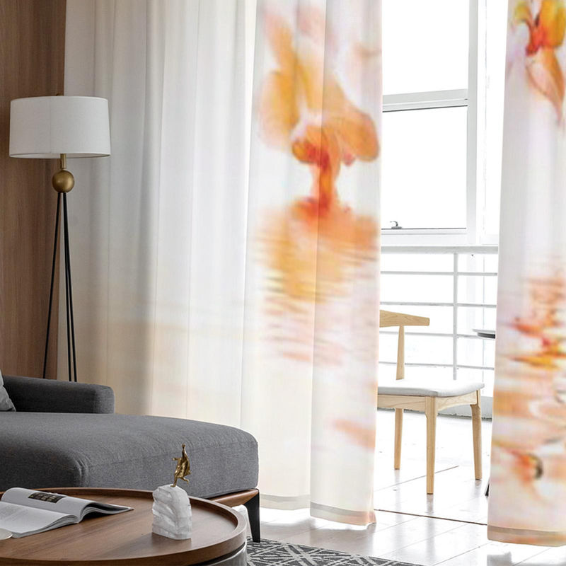 Super Six Transparentes Tüllvorhang mit Orchideenblüten-Design, Weiß, Breite: 135 cm, Höhe: 114 cm - Bild 3