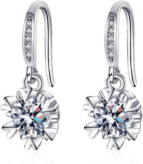 Ohrstecker Schneeflocke, 925 Silber, Zirkonia, Weiß, Damen - Bild 1