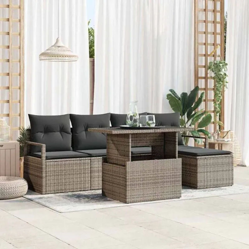 Vidaxl Garten-Sofa-Set aus Poly-Rattan mit integriertem Speicher in Grau - Bild 1