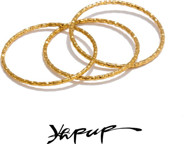 Yhpup Ring, Edelstahl, 18 Karat vergoldet, Unisex - Bild 1