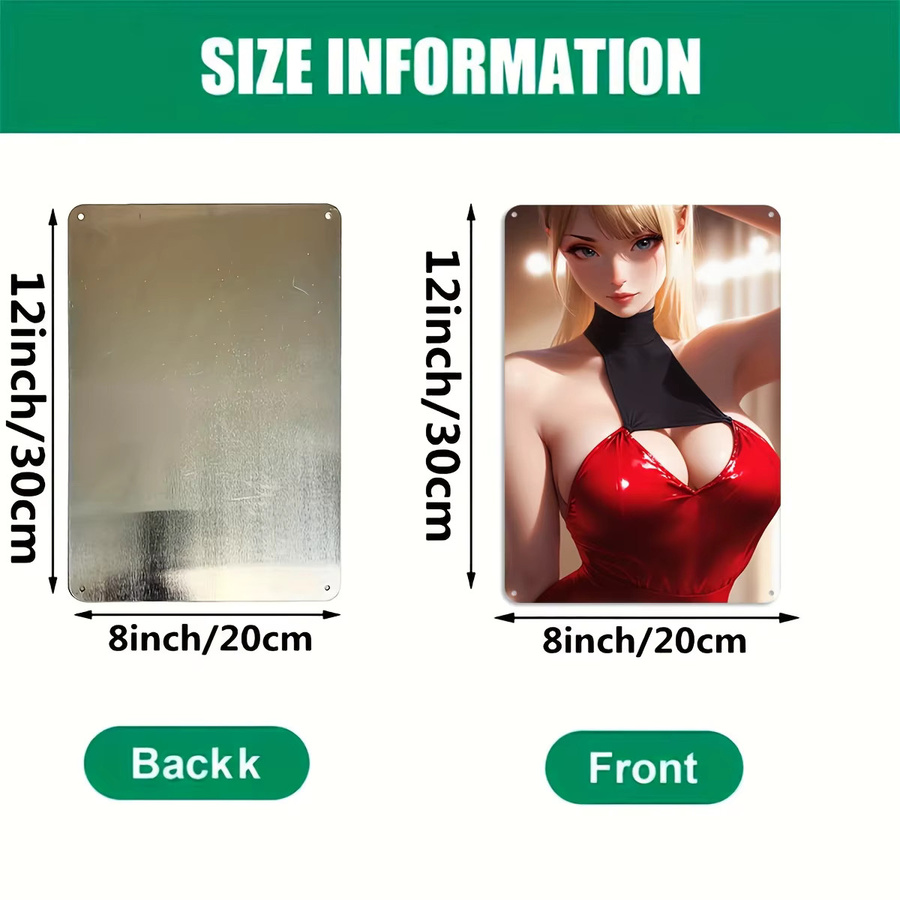 CIFBUY Vintage Metallposter Bikini-Mädchen, ungerahmte Aluminium-Wandkunst in Multicolour, Breite: 20,32 cm, Höhe: 30,48 cm - Bild 1