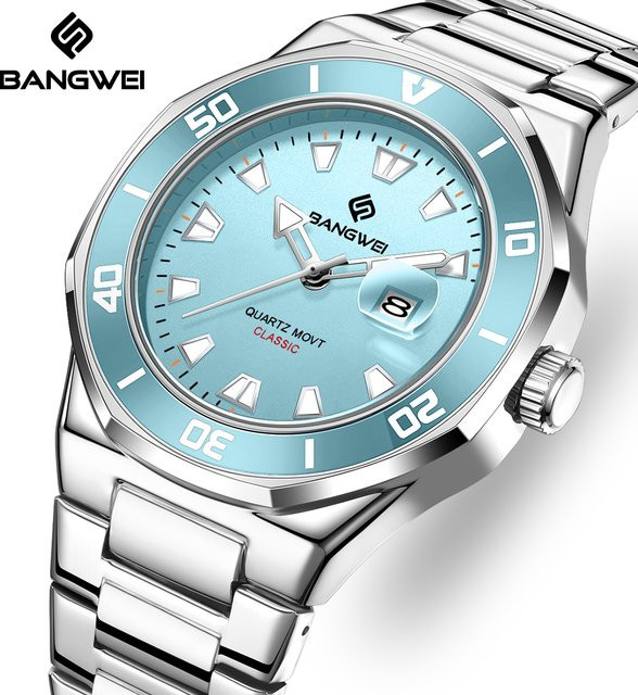 BangWEI Armbanduhr, Quarz, Edelstahl, Blau, Herren - Bild 1