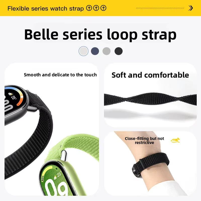 SNQP Nylon-Armband für Xiaomi Mi Band 8, 9 und 10 in Schwarz - Bild 2