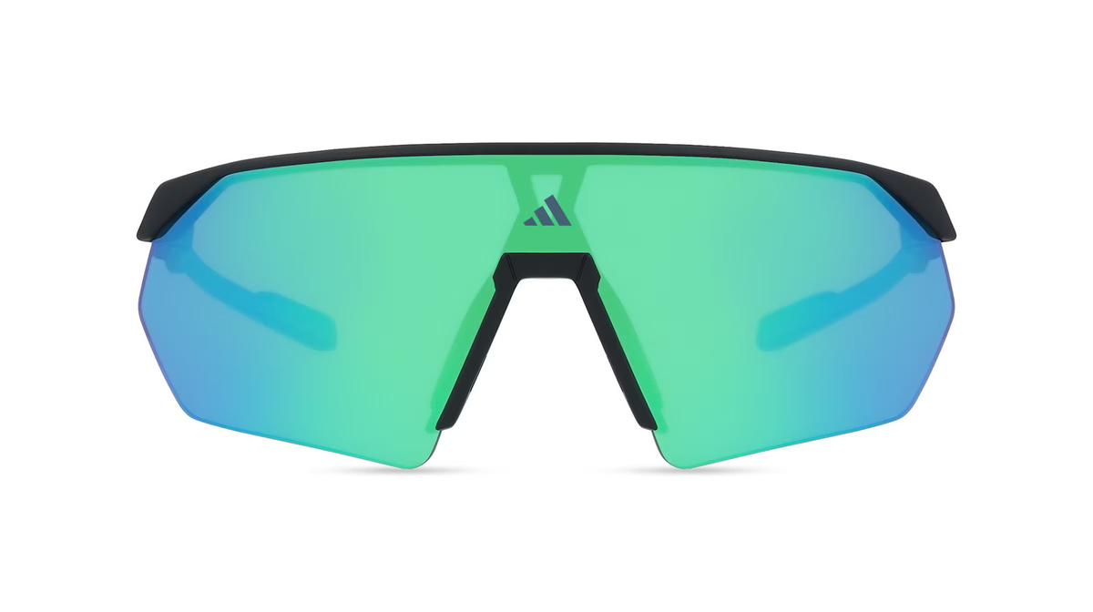 adidas SP0076 Sonnenbrille, Halbrand, Oval, Kunststoff, Damen, Schwarz, Grün, Multicolour - Bild 1