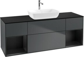 V&B Waschtischunterschrank Finion mit Wandbeleuchtung, Anthrazit lackiert, Breite: 160 cm, Tiefe: 50,1 cm, Höhe: 50,1 cm - Bild 1