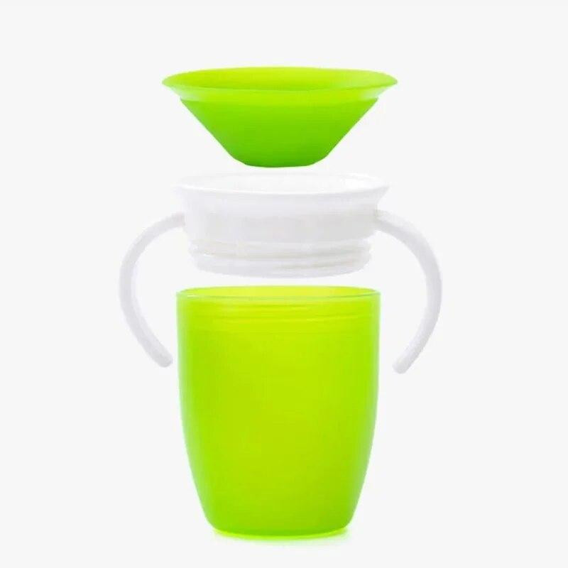 Auslaufsicherer Baby Lernbecher von MARKET-2 mit Doppelgriff und 360 Grad drehbarem Klappdeckel, 240 ml - Bild 2