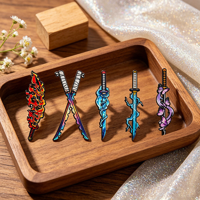 Bandai 5er-Set Demon Slayer Nichirin-Schwert Emaille-Pins, Broschen - Bild 1