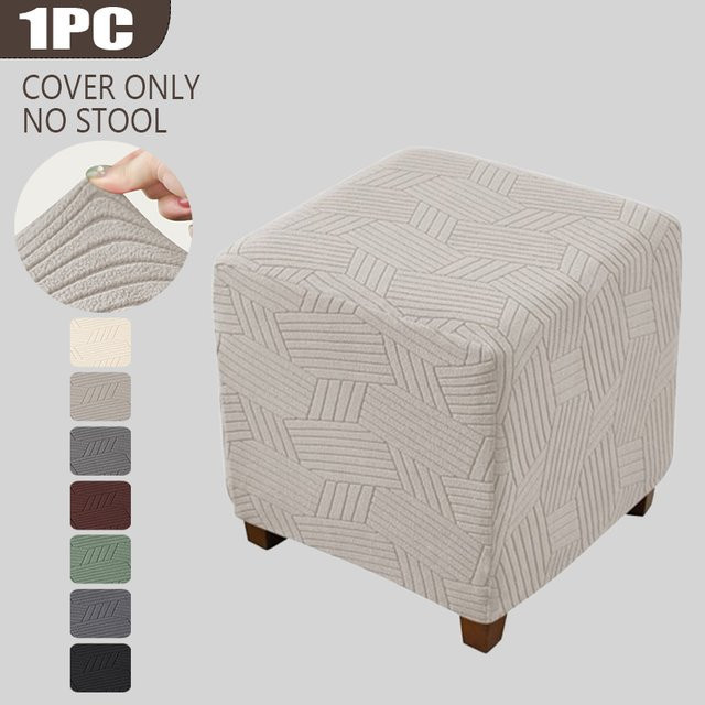 Yupartex Ottoman-Hockerbezug aus Jacquard in Einfarbig, quadratischer und dehnbarer Schutzbezug für deinen Fußhocker im modernen Design - Bild 1