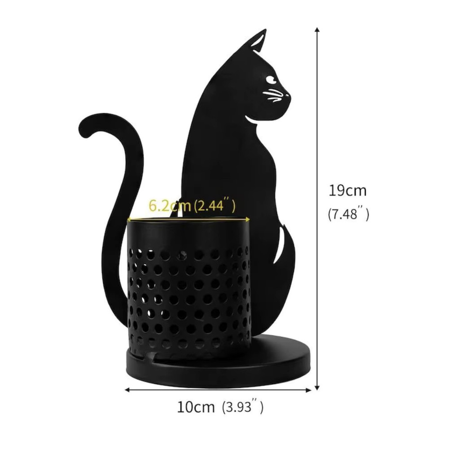 Minimalistischer Stifthalter Schwarze Katze aus Metall für deinen Schreibtisch in Schwarz - Bild 3