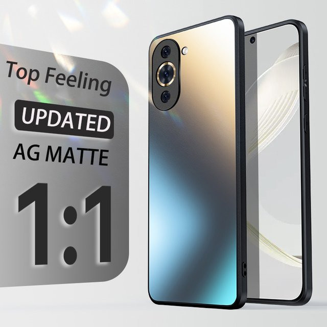 Fudusaidman Silikon Handyhülle in Matt-Glas-Optik für HUAWEI Nova Pro, inklusive mattierter Linsenschutzabdeckung, Schwarz/Mehrfarbig - Bild 1