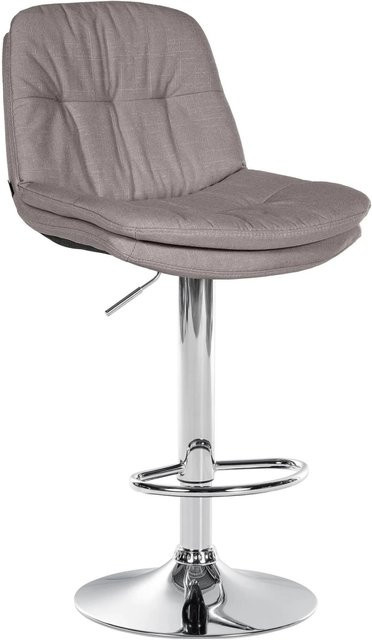 DELUKE Barhocker MITUN, höhenverstellbarer Barstuhl aus Stoff in Grau mit silbernem Fuß, drehbar mit Lehne, B/T/H: 46 x 54 x 92 cm - Bild 1