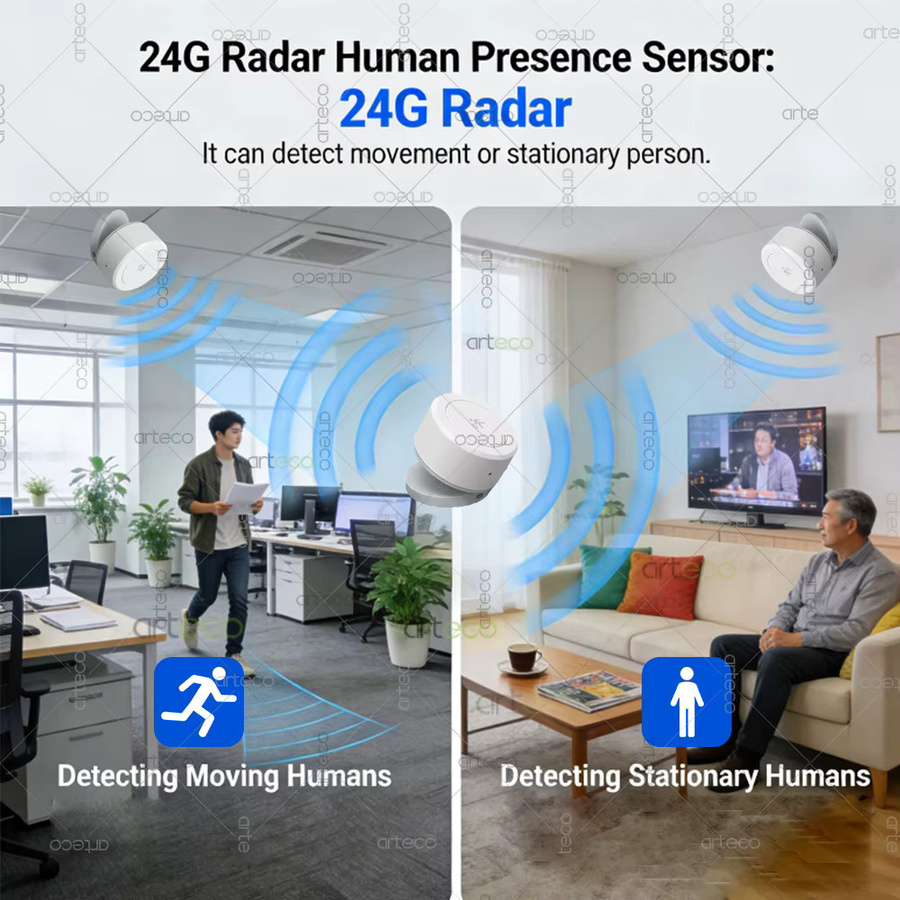 Tuya Mini Zigbee Anwesenheitssensor mit 24GHz mmWave Radar-Detektor in Weiß zur Statisch- und Bewegungserkennung für Tuya, Home Assistant und Z2MQTT - Bild 2