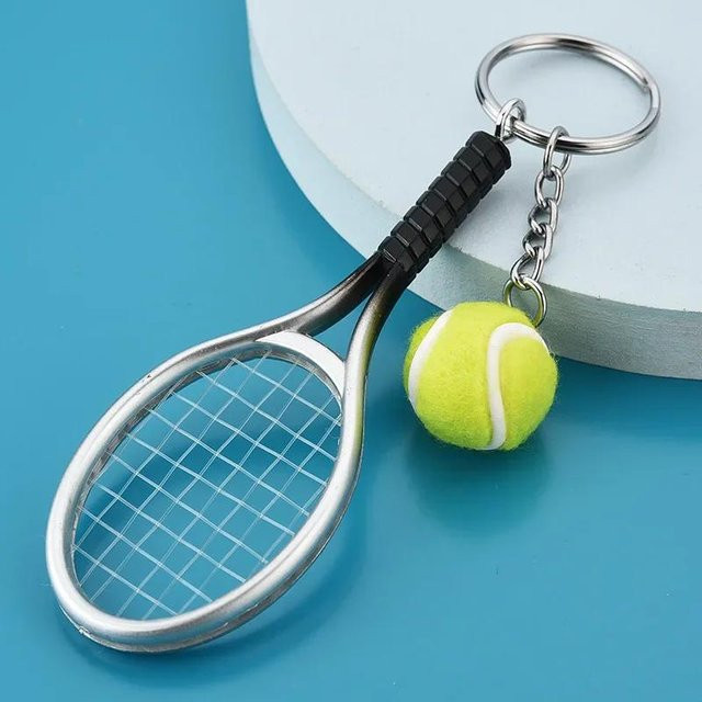 NATAWA Anhänger Tennis Schläger Ball Keychain, Silber, Unisex - Bild 1
