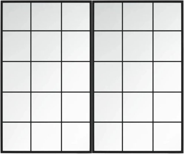 vidaXL Wandspiegel Set aus Metall und Glas in Schwarz, 2 Stück, B: 100 cm, H: 60 cm - Bild 1