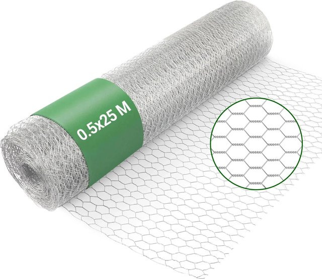 Wiltec Volierendraht aus verzinktem Stahl in Silber, Sechseckgeflecht mit 13 mm Maschenweite, Länge: 25 m, Höhe: 0,5 m - Bild 1