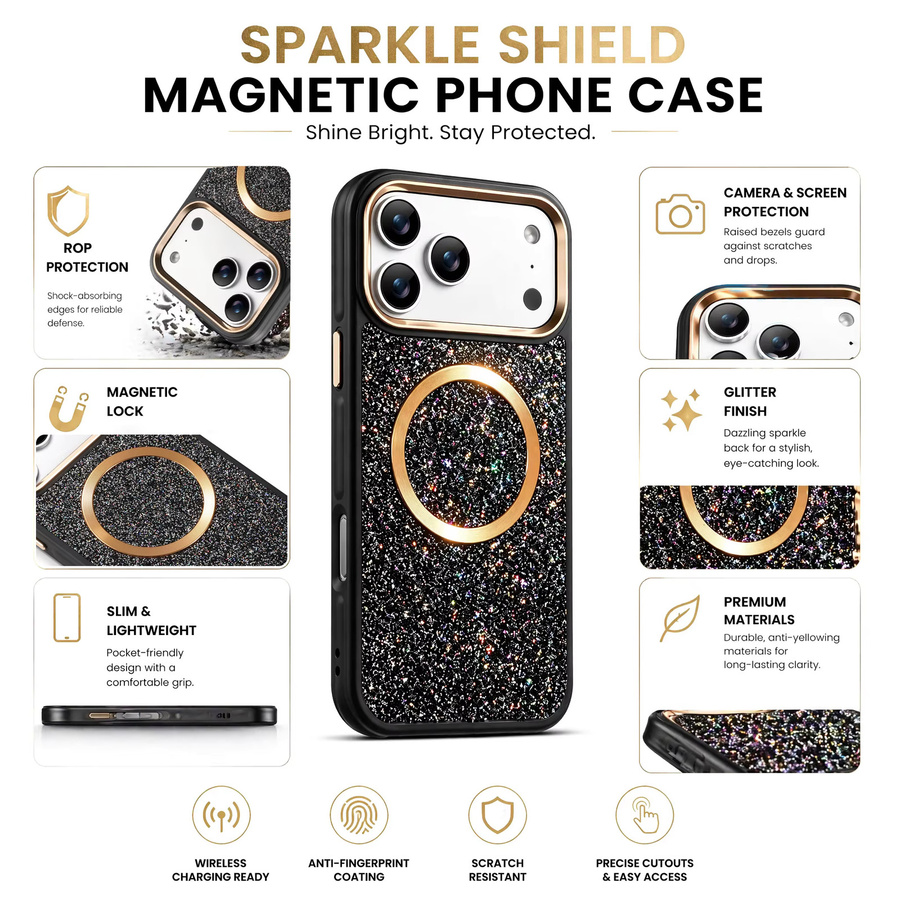 Eseble Luxus Softcase mit Glitzer-Airbag als stoßfeste Handyhülle für iPhone 15 Pro Max, 16 Pro Max und 17 Pro Max in Blau - Bild 2