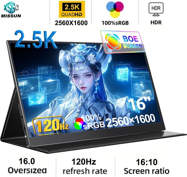 HOWENS Tragbarer 4K UHD IPS Monitor in Schwarz für Laptop, Smartphone und Konsolen (14 bis 16 Zoll) - Bild 1