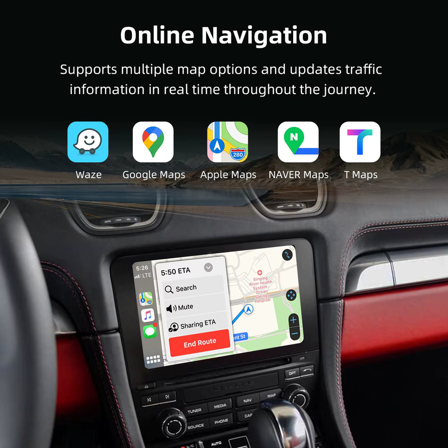Ezonetronics Kabelloses CarPlay und Android Auto Nachrüstkit für Porsche PCM 4.0 in Schwarz mit Mirror Link Unterstützung - Bild 4