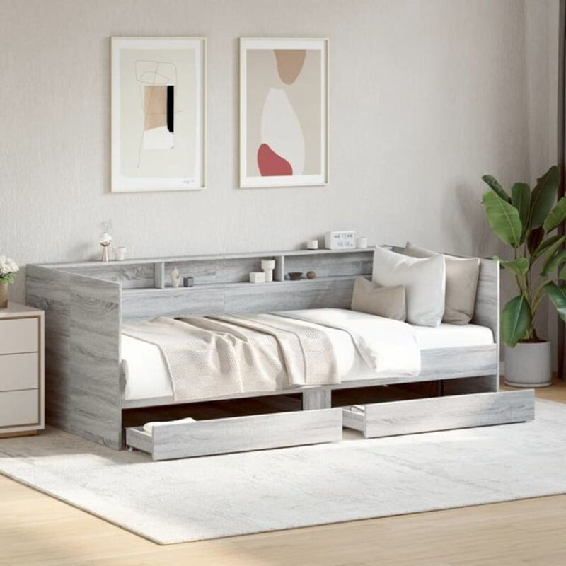 vidaxl Funktionsbett Tagesbett mit Schubladen in Grau Sonoma, B/T/H: 100 x 200 cm - Bild 1