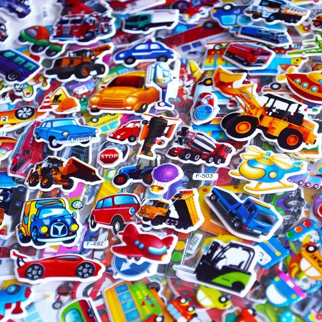 6 Stück 3D-Puffy Fahrzeugaufkleber Set von JXB in Multicolour für Autos, Busse und Laptops - Bild 1