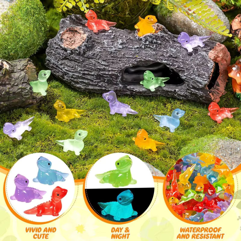 30 Stück leuchtende Mini-Eidechsen von XMSJ in Mehrfarbig für DIY Micro Moos Landschaft und Puppenhäuser aus Kunststoff - Bild 3
