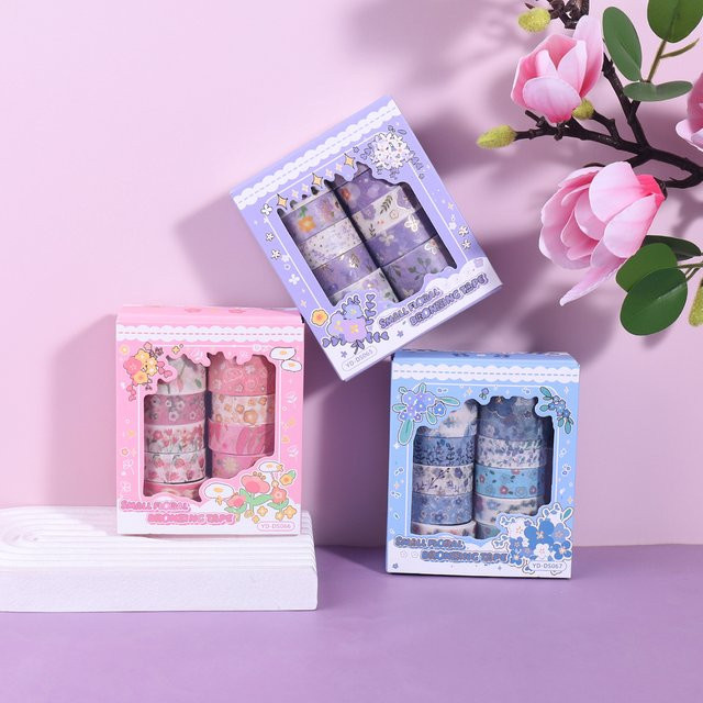 10 Rollen Washi-Tape mit romantischem Blumenmuster für deine DIY-Geschenkboxen und Weihnachtsdekorationen - Bild 1