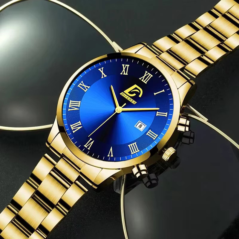 DEYROS Armbanduhr Edelstahl, Gold, Quarz, Herren, Datum - Bild 4