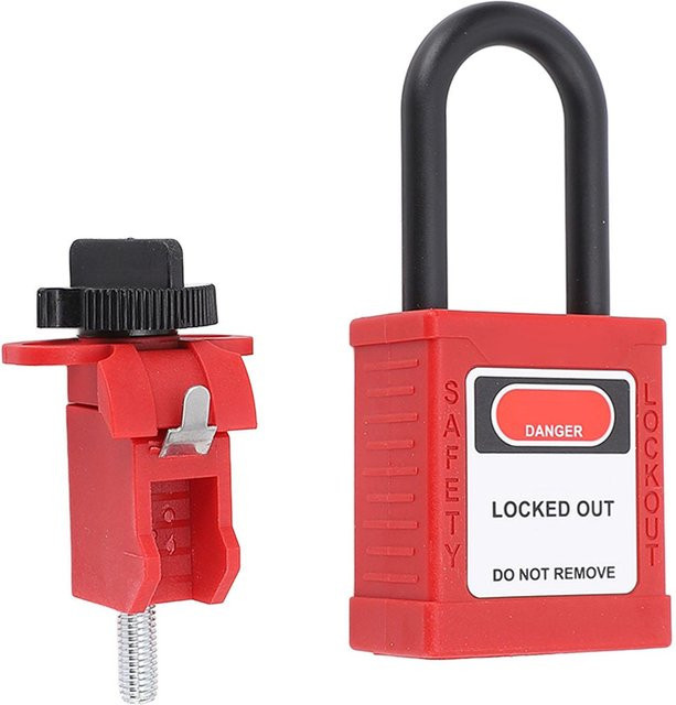 Lockout Tagout Sicherheitsvorhängeschloss-Set mfySpace in Rot mit Leitungsschutzschalter-Sperrvorrichtung und 2 Schlüsseln - Bild 1