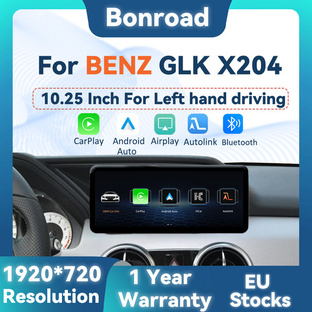 BONROAD 10,25 Zoll Linux Auto-Multimedia-Touchscreen mit kabellosem CarPlay, Android Auto, Airplay und GPS für Mercedes Benz GLK X204 NTG 4.0 4.5 System, Schwarz - Bild 1