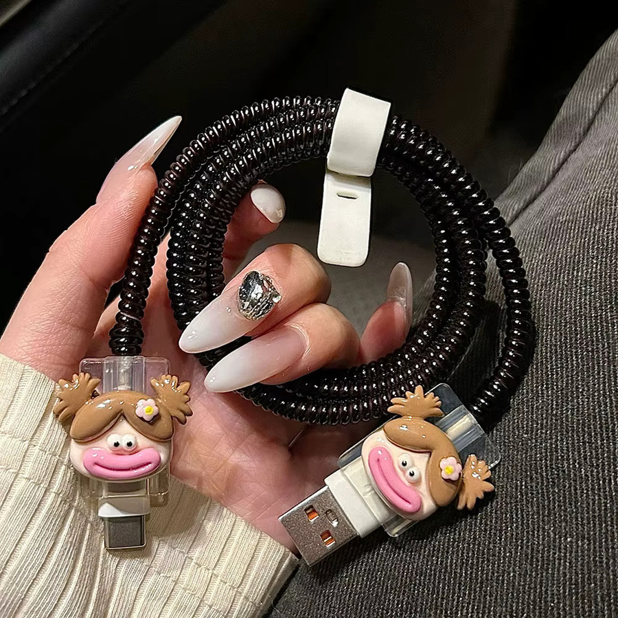 3D Cartoon Ladekabel Schutzhülle für iPhone 16 15 14 13 in Multicolor - Bild 4