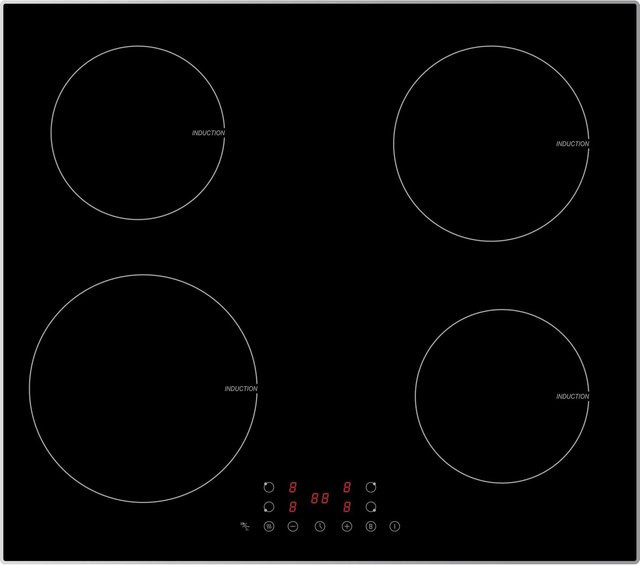 PKM Induktionskochfeld IN4BGN aus Glaskeramik in Schwarz mit 4 Kochzonen und Touch Control - Bild 1