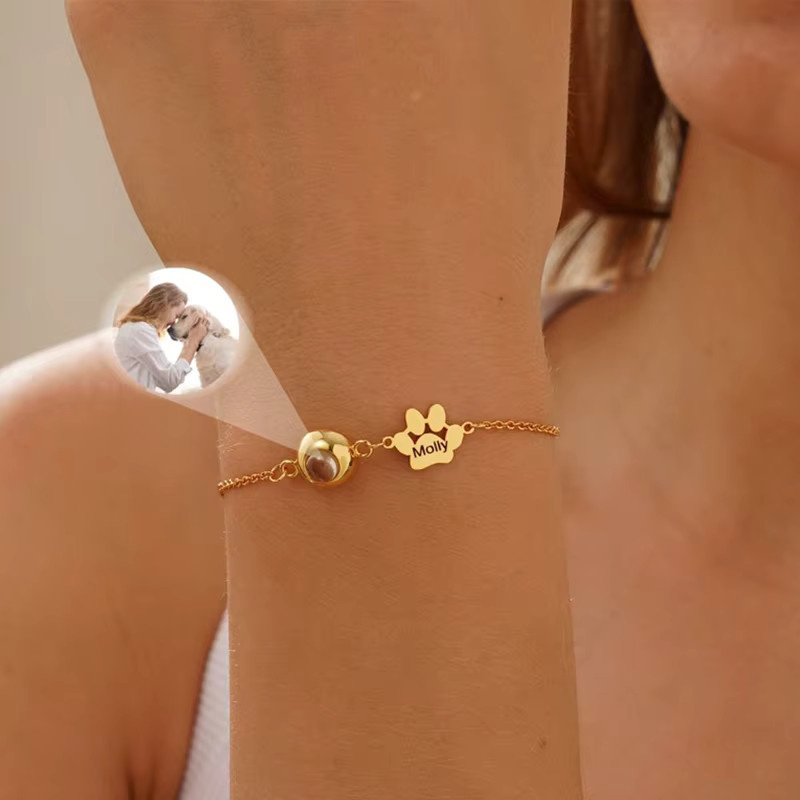 QKX Armband, Gold, Damen, Haustier-Namensarmband mit Foto - Bild 2