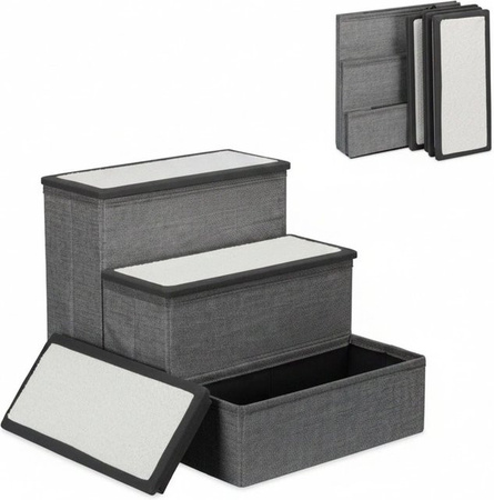 Relaxdays Hundetreppe mit 3 Stufen aus Polyester und MDF in Grau Weiß, faltbar, B/T/H: 39 x 40 x 49 cm