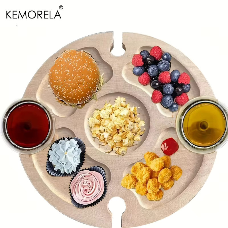KEMORELA Tragbarer Klapptisch aus Holz in Braun, Rustikaler Picknicktisch und Snacktisch für Garten und Terrasse, Breite: 30 cm, Tiefe: 30 cm - Bild 3