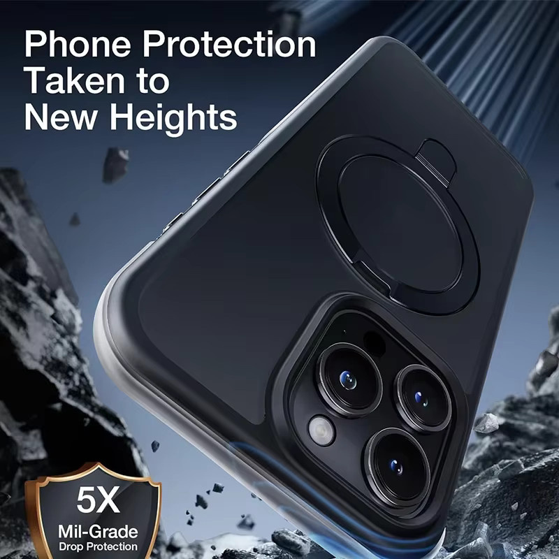 Magnetische Handyhülle mit Ringständer für iPhone 17 Pro Max, 16, 15, 14, 13, 12, 11 in Schwarz - Bild 4