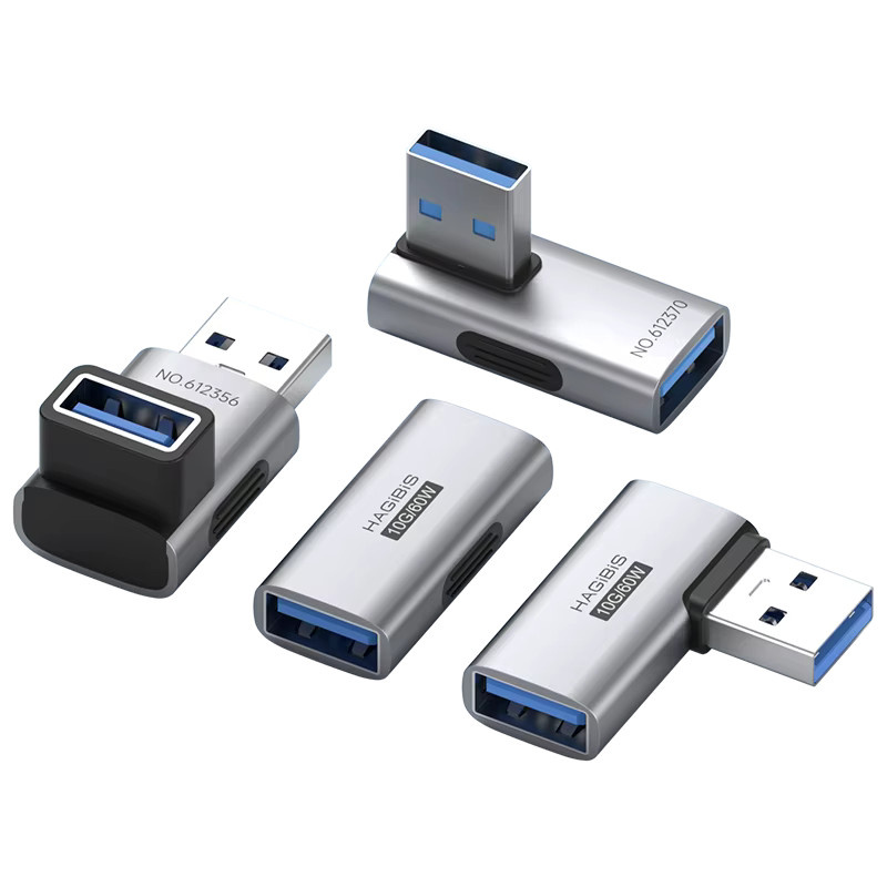 Hagibis USB 3.2 Adapter in Silber: 90-Grad-rechtwinkliger USB-A-Stecker auf Buchse als OTG-Adapter und Kabelverlängerung für Laptop, PC und Ladegeräte - Bild 5
