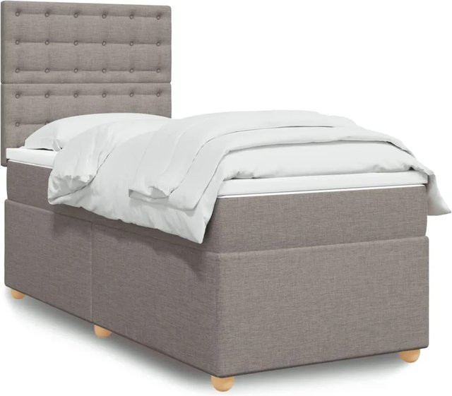 vidaXL Boxspringbett Hybrid mit Matratze und USB-Ladeport, Farbe Taupe, B/T/H: 80 x 200 cm - Bild 1