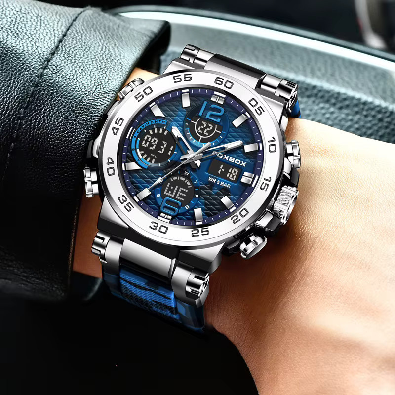 FOXBOX Armbanduhr, Digitaluhr, Quarz, Silikon, Marineblau, Herren - Bild 5