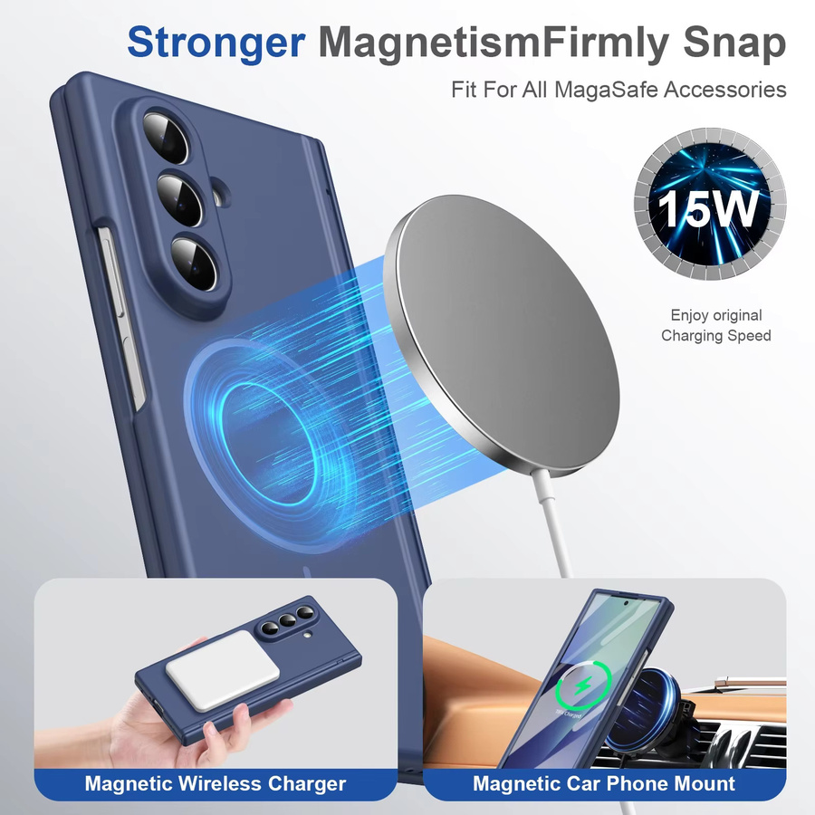 Magnetische und stoßfeste Scharnierschutzhülle für Samsung Galaxy Z Fold 7, 6, 5, 4, 3 5G mit MagSafe-Kompatibilität und mattierter Abdeckung in Pink oder Blue - Bild 2