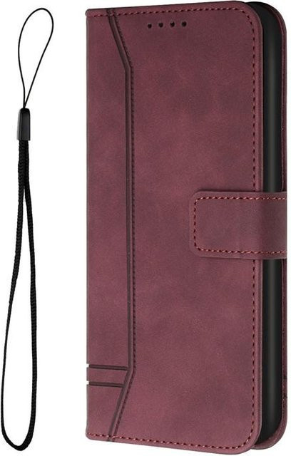Oukitel Klapp-Lederhülle mit Kartenfach als stoßfeste Brieftasche für C25 C50 C51 C53 WP50 WP52 5G in Weinrot - Bild 1