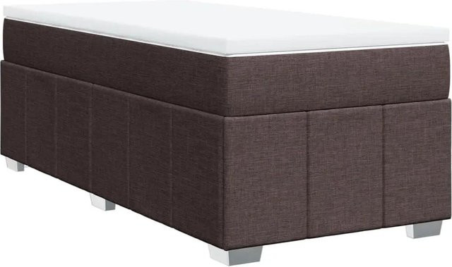 vidaXL Boxspringbett mit Matratze Dunkelbraun, Hybridbett mit Taschenfederkern aus Stoff, Breite: 90 cm, Tiefe: 200 cm - Bild 1
