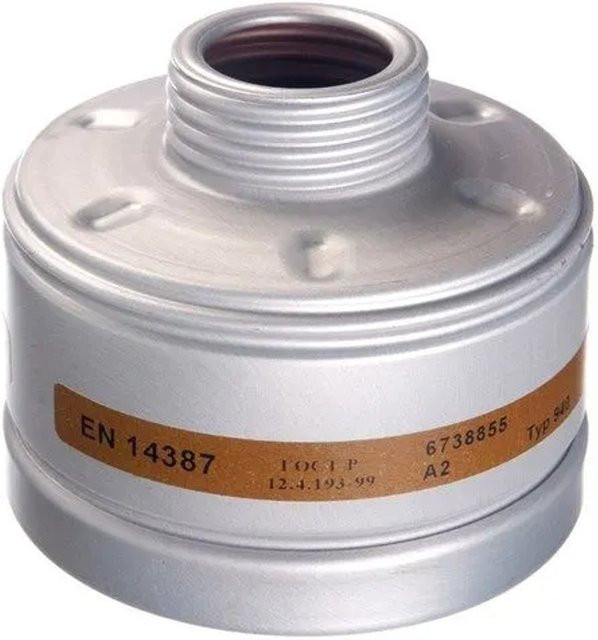 Dräger Gasfilter 940 A2 für Gasmasken mit Rd40 Anschluss in Silber - Bild 1