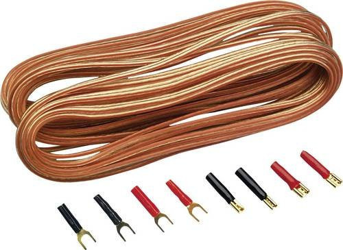 Sinuslive Car HiFi Lautsprecherkabel-Set vergoldet in Transparent und Gold, 2 x 0,75mm² mit 10,00 m Länge inklusive Steckern - Bild 1