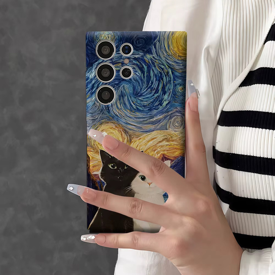 Stoßfeste Doppelschicht Handyhülle mit Sternennacht-Katzen Motiv für Samsung Galaxy S26 S25 Ultra S24 S23 Ultra Plus in Multicolour - Bild 6