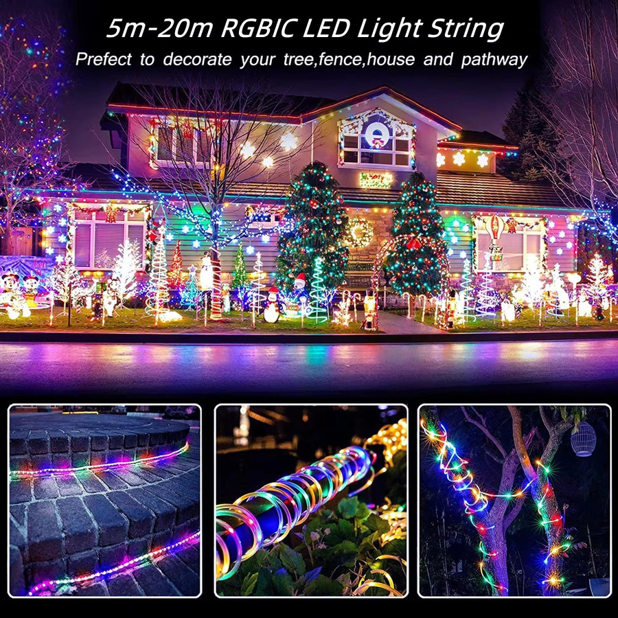CHNAITEKE Dreamcolor RGBIC LED Lichterkette mit Bluetooth APP-Steuerung und USB-Anschluss, Multicolour Dekolichterkette für Party und Hochzeit - Bild 3