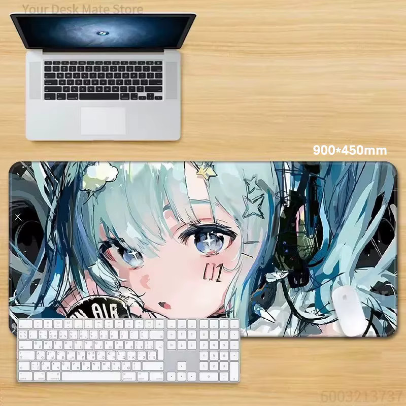 Kawaii Miku Collage Schreibtischunterlage Wasserdicht und Rutschfest als großes Gaming-Mauspad - Bild 1