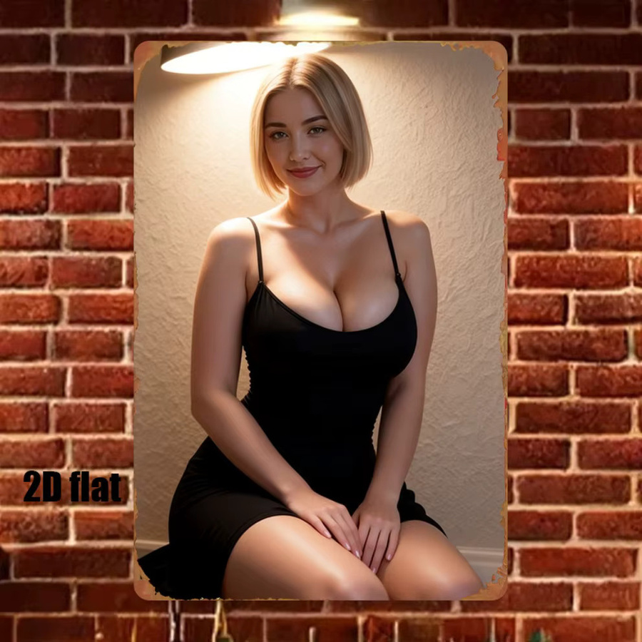 CIFBUY Retro Metall-Wandkunst Schwarzes Poster mit Blonder Dame, Vintage Wanddekoration für Wohnzimmer und Spielzimmer, Breite: 20,32 cm, Höhe: 30,48 cm, Tiefe: 30,48 cm - Bild 3